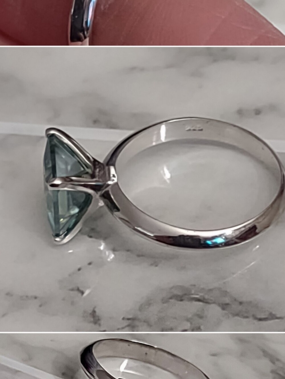 Size 7 3.18 Carat Positive Testing Brazilian Blue Diamond Moissanite And 925 Ste